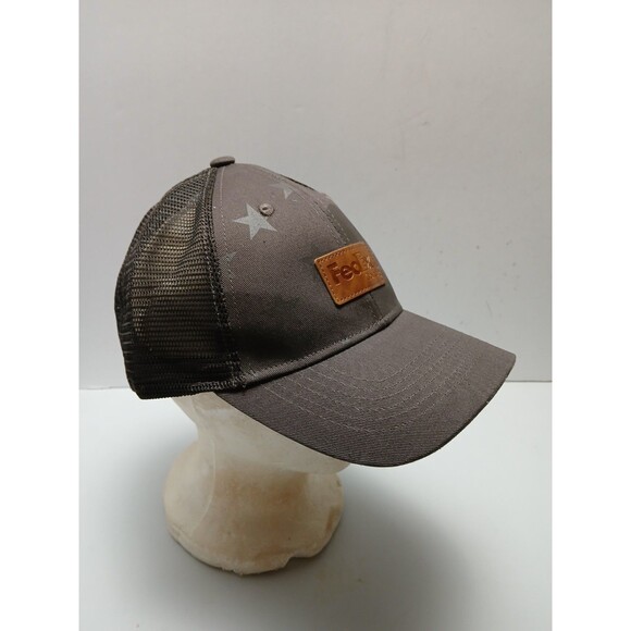 FedEx Ground Trucker Hat Cap Gray Camo Mesh Leather Patch Adjustable TSM - Picture 3 of 6